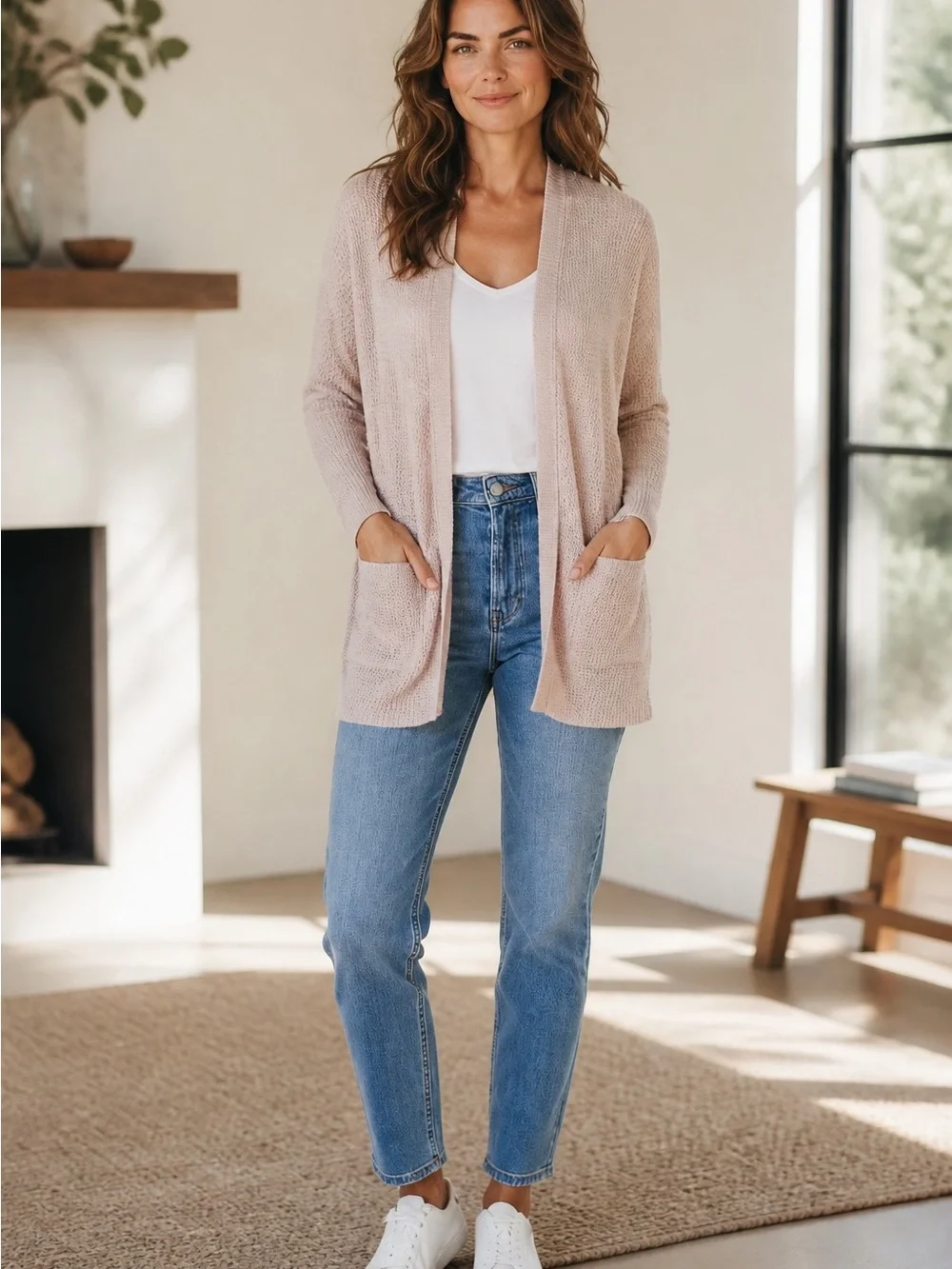 American Eagle Outfitters Taupe/Mauve Open-Front Women's Cardigan